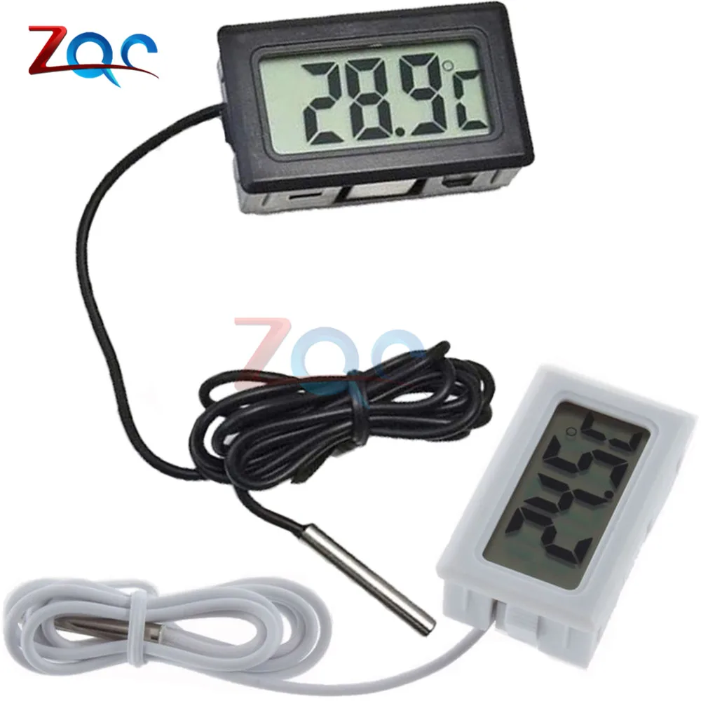 Mini LCD Digital Thermometer for Freezer Temperature -50~110 degree Refrigerator Fridge Thermometer indoor outdoor Probe 1M 2M