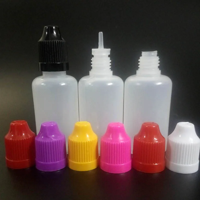 1000pcs  Empty PE 30ml E Liquid Bottle Empty Plastic Eye Dropper Oil Bottle With Childproof Cap & Tips for Nail Gel