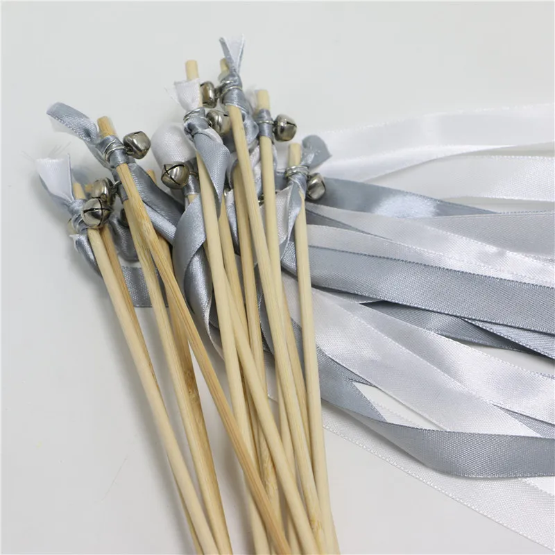 

Set 20pcs/lot beautiful Magic Ribbon Wand Fairy fairy Sticks with Bells Streamers Bubbles customized wedding Decoration Supplies