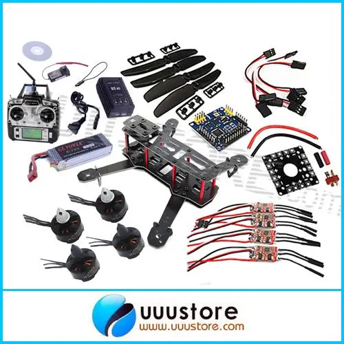 Mini QAV250 FPV Quadcopter RTF Frame+4 x Motor+4xEsc+Flight Control+4xProp+Radio+Charger+Battery+Monitor+Cam+AV Tx Rx