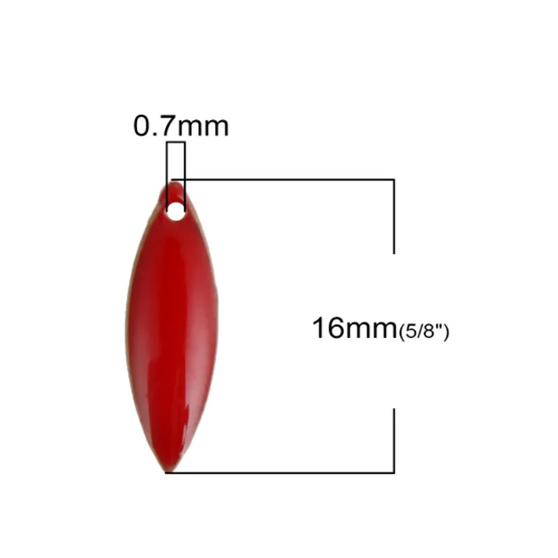 DoreenBeads Fashion Copper Enamelled Sequins Pendant Marquise Unplated Colorful Enamel DIY Charms 16mm x 5mm( 2/8"), 10 PCs image 3