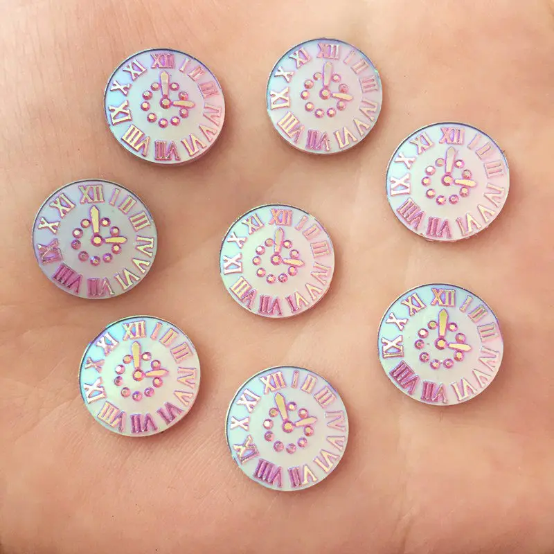 New DIY 25PCS 14mm AB Resin Round Rhinestone Flatback Wedding Decoration Buttons K35