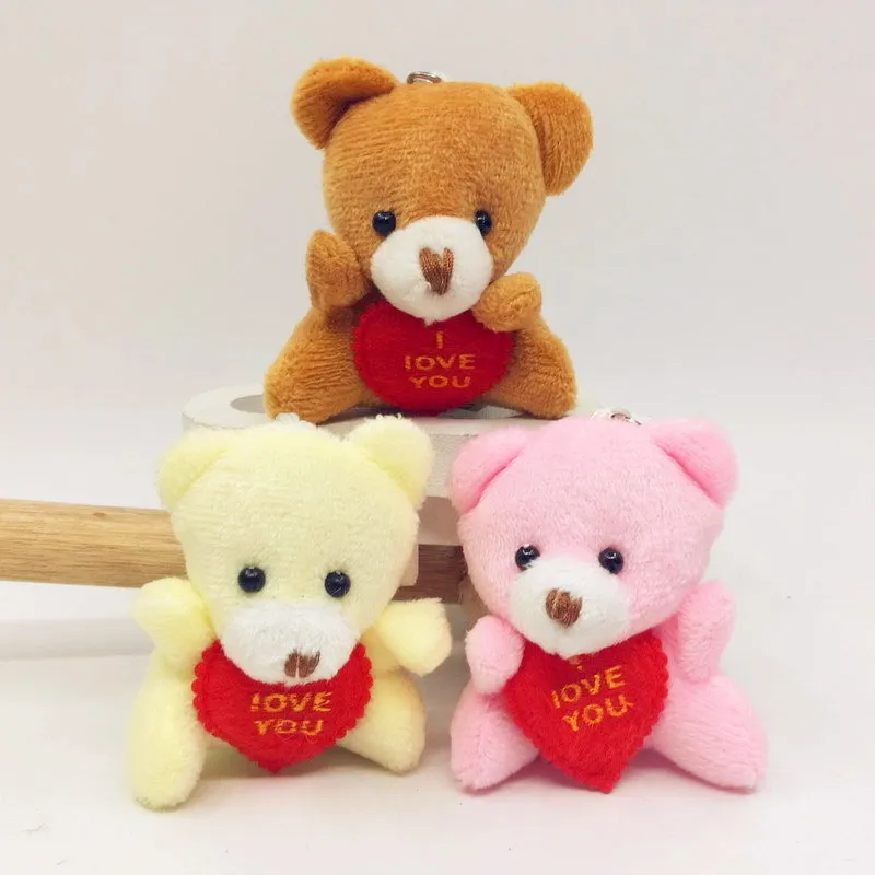 

6CM I Love You Bear Stuffed Plush Toy Holding LOVE Heart Soft Gift for Valentine Day Birthday Girls' Brinquedos Keychain