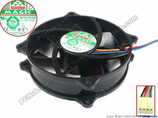 

Magic MGT9212UR-W25 DC 12V 0.54A 92x92x25mm 4-wire Server Cooling Fan