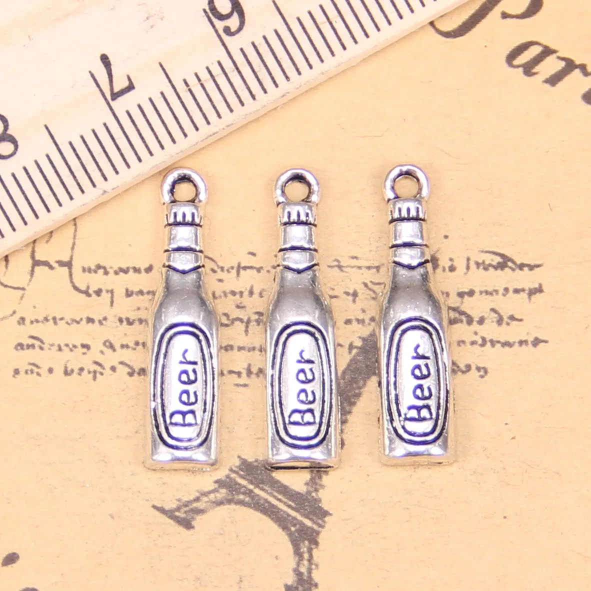 145pcs Jewelry Charms beer bottle 24x6mm Antique Silver Plated Pendants Making DIY Handmade Tibetan Silver Jewelry