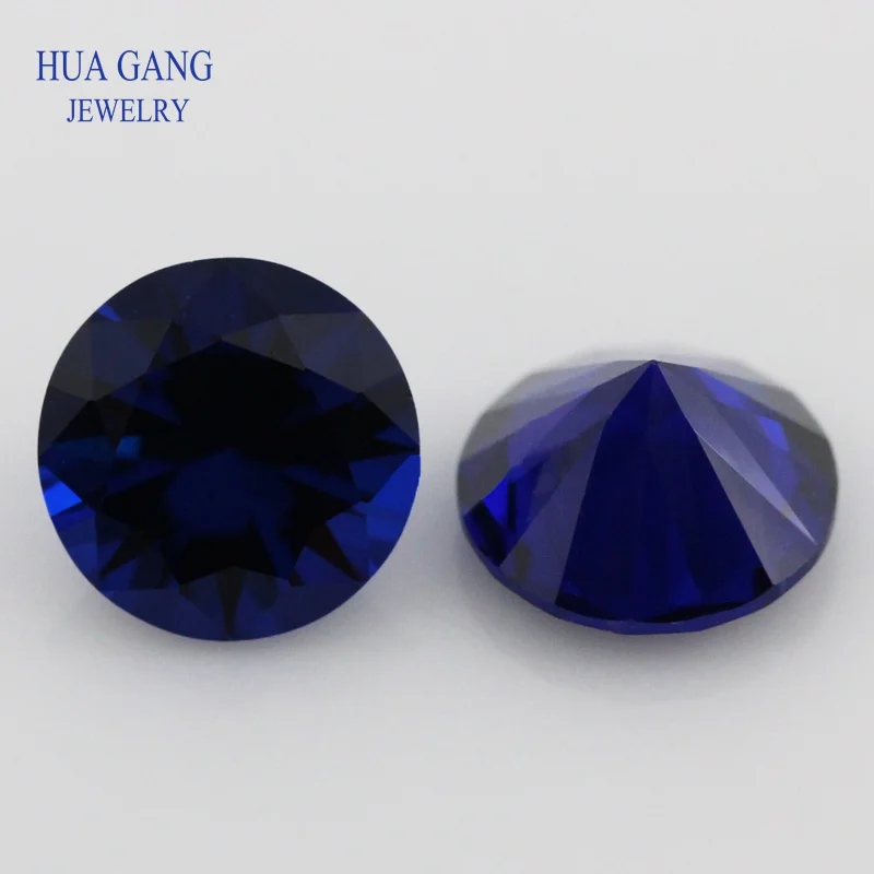 114# High Quality Synthetic Spinel Stone Size 0.8-10mm Color Deep Blue Wholesale Round Brilliant Cut Gems For Jewelry