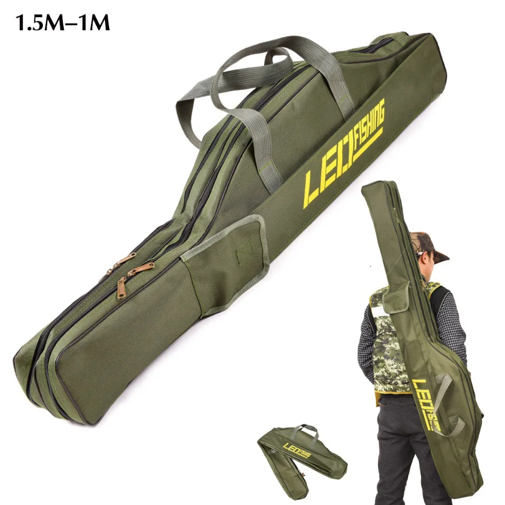 

Portable Foldable Fishing Rod Carrier Fish Pole Tools Storage Bag Case