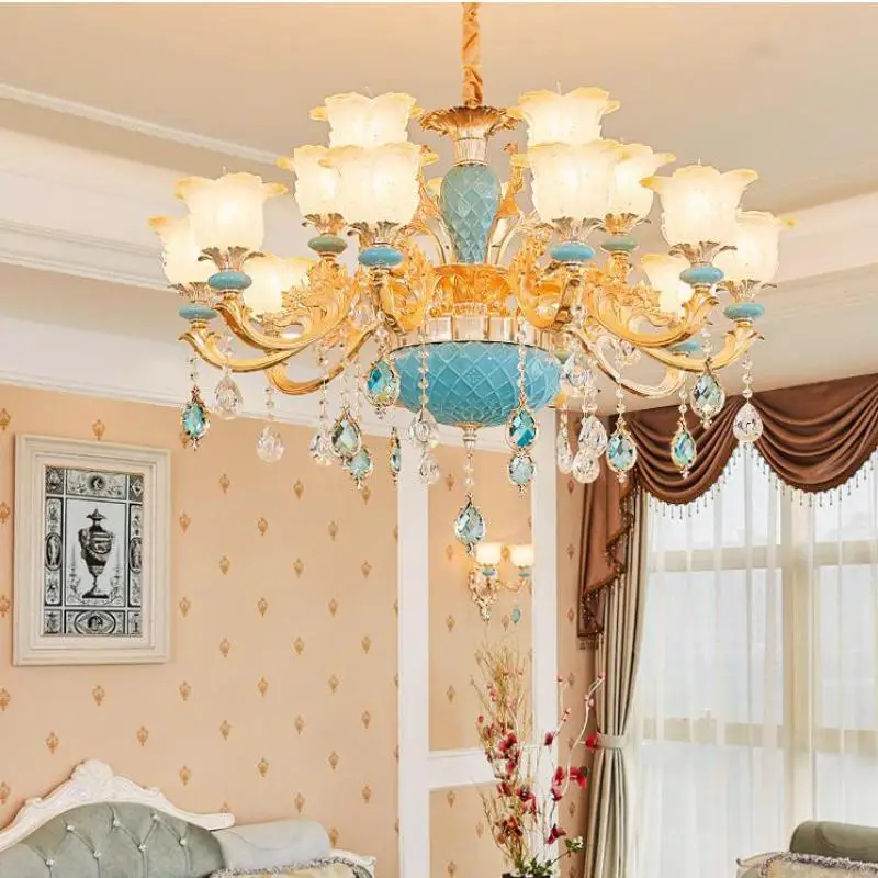 Modern Crystal Chandelier Lighting Luxurious Living Room led chandeliers Restaurant Flush Mount Crystal Ceramics Lighting