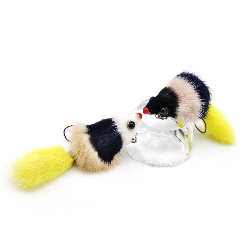 Original New Fluffy Mink Fur Pompom Squirrel Keychain Women Cute Rabbit Fur Little Mouse Key Chain Bag Phone Charms Trinket Gift