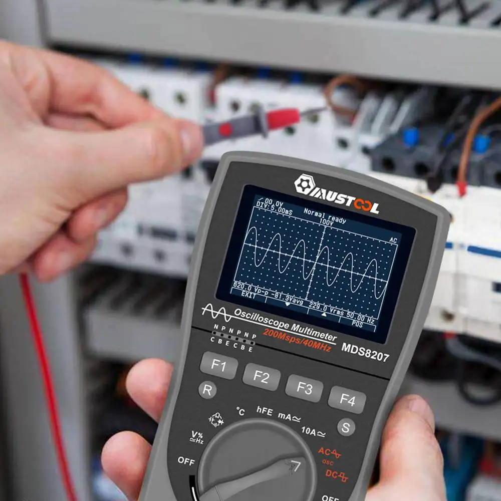 MUSTOOL PIÙ NUOVO MDS8207 2in1 Intelligente Oscilloscopio a memoria Digitale Multimetro Una Chiave di AUTO Oscilloscop Tester con Analogico Grap