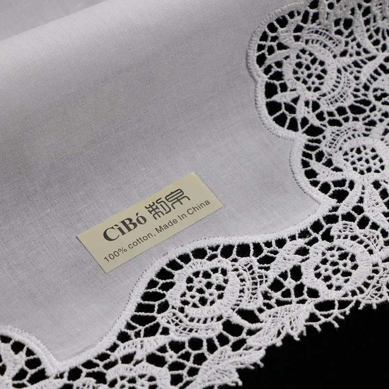 A007: White premium cotton lace handkerchiefs  crochet hankies for women/ladies wedding gift