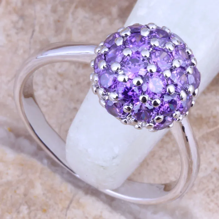 Fantastic Purple Cubic Zirconia Silver Plated  Ring Size 5 / 6 / 7 / 8 / 9 R1546