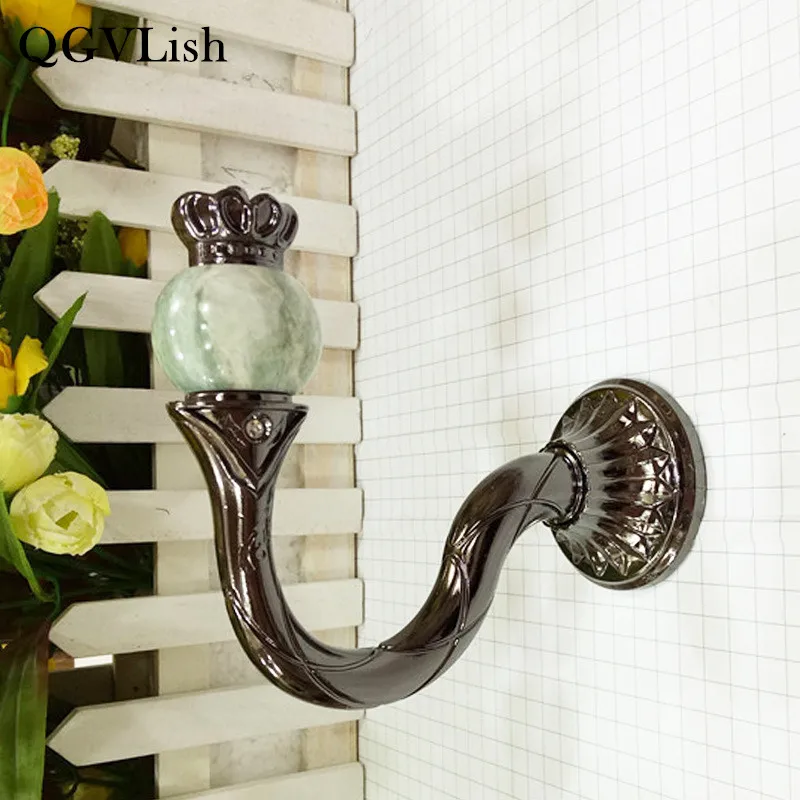 QGVLish 2Pcs Jade Curtain Hooks Tassel Brush Hanger Curtain Accessory Tiebacks Buckles Holder Wall Tie Back Curtain Hook Decor