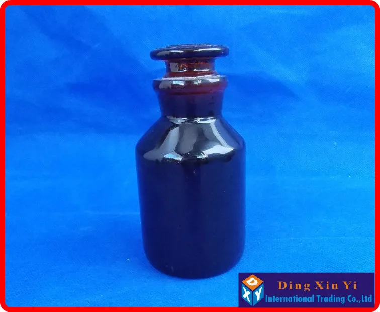 

(2 pieces/lot) 250ml Amber Laboratory Bottle with ground-in glass stopper,250ml Wide mouth reagent bottle