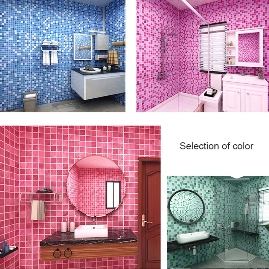 Self Adhesive Mosaic Wallpaper PVC Bathroom Waterproof Moisture-Proof Decorative Film High Temperature Kitchen Wall Stickers