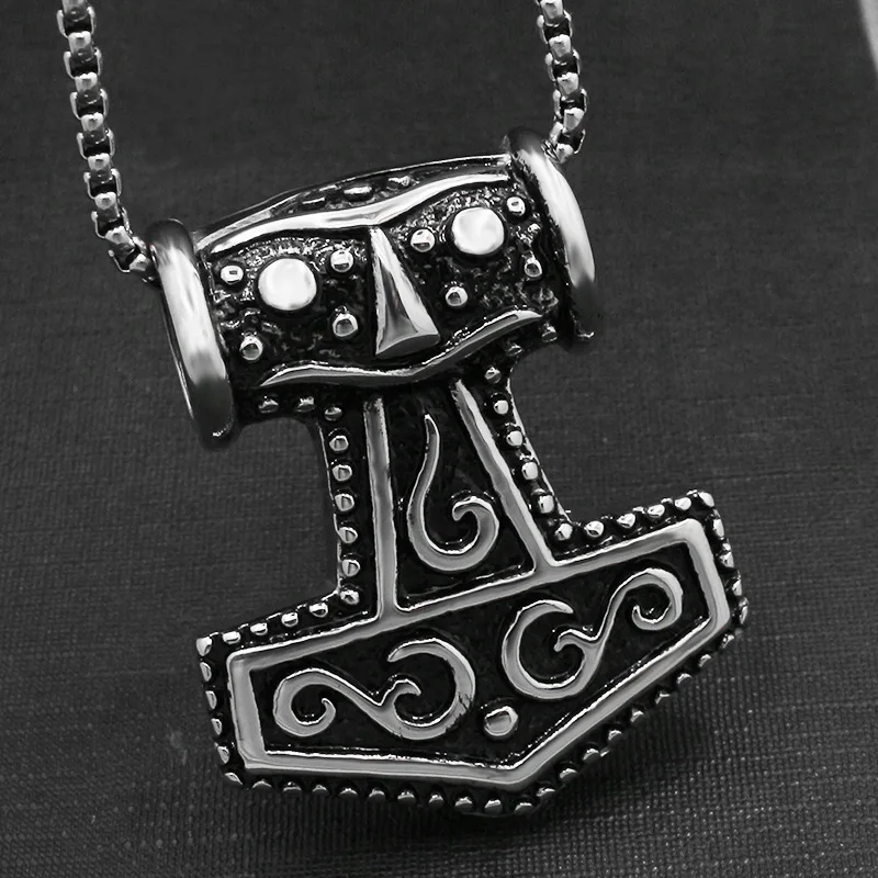 2019 new style Stainless steel Lovers' Viking Thor hammer Pendant necklace as gift