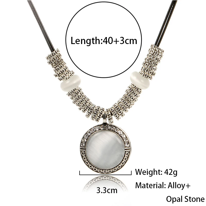 Necklaces & Pendants Statement Fashion Jewelry Collier Femme For Women Boho Vintage Opal Maxi Colar Leather Bijoux Collar 2022