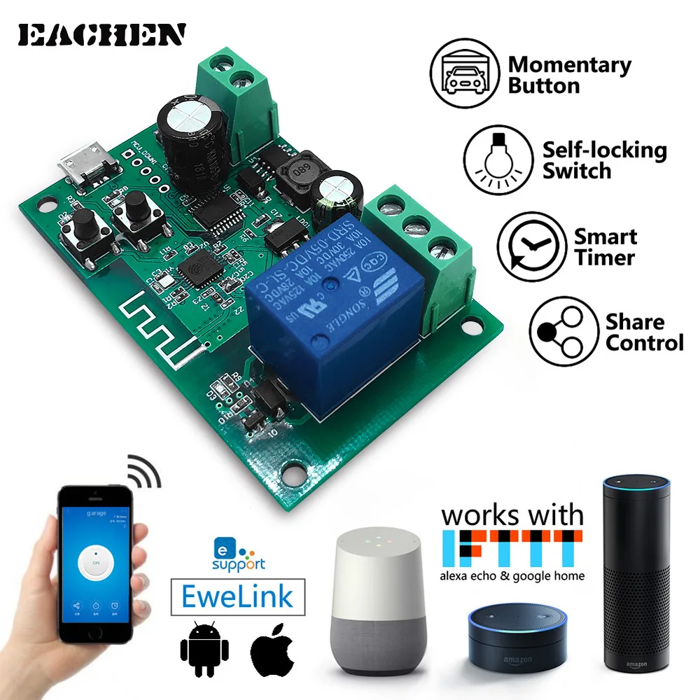 Ewelink WiFi Wireless Smart Switch Relay Module Smart Home Remote Control DC 5-32V App Alexa Google home Nest IFTTT