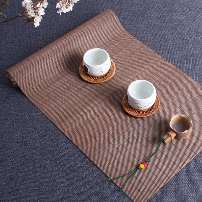 

1 PC Bamboo Tea Mat Curtain Japanese-style Coaster Insulation Pad Tea Tray Table Flag