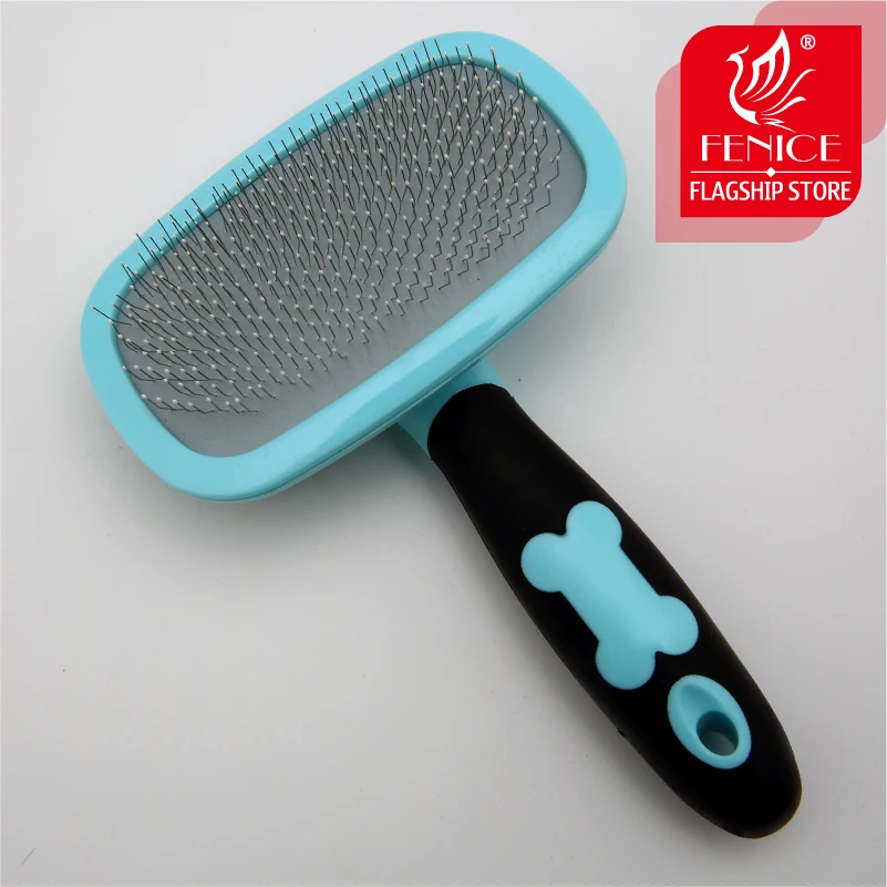 High quality pet grooming comb  soft thin pin massaging beauty 360 degree rotaton anti-slip handle