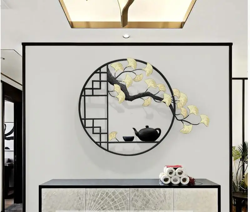 New Chinese Wrought Iron Welcoming Pine Zen Ornaments Wall Hanging Tree Decoration Crafts Home Living Room Sofa Background Mural image 3