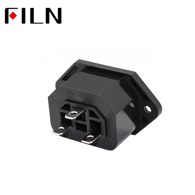 IEC 320 C14 Female AC Power Inlet Socket Jack Connector Receptacle AC 250V 10A For AMP Computer Panel Mounted Screw