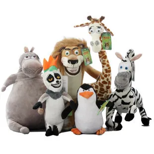 

new arrival 20-35cm Movie Madagascar cartoon animals one lot / 6 pieces plush toys,birthday gift b9980