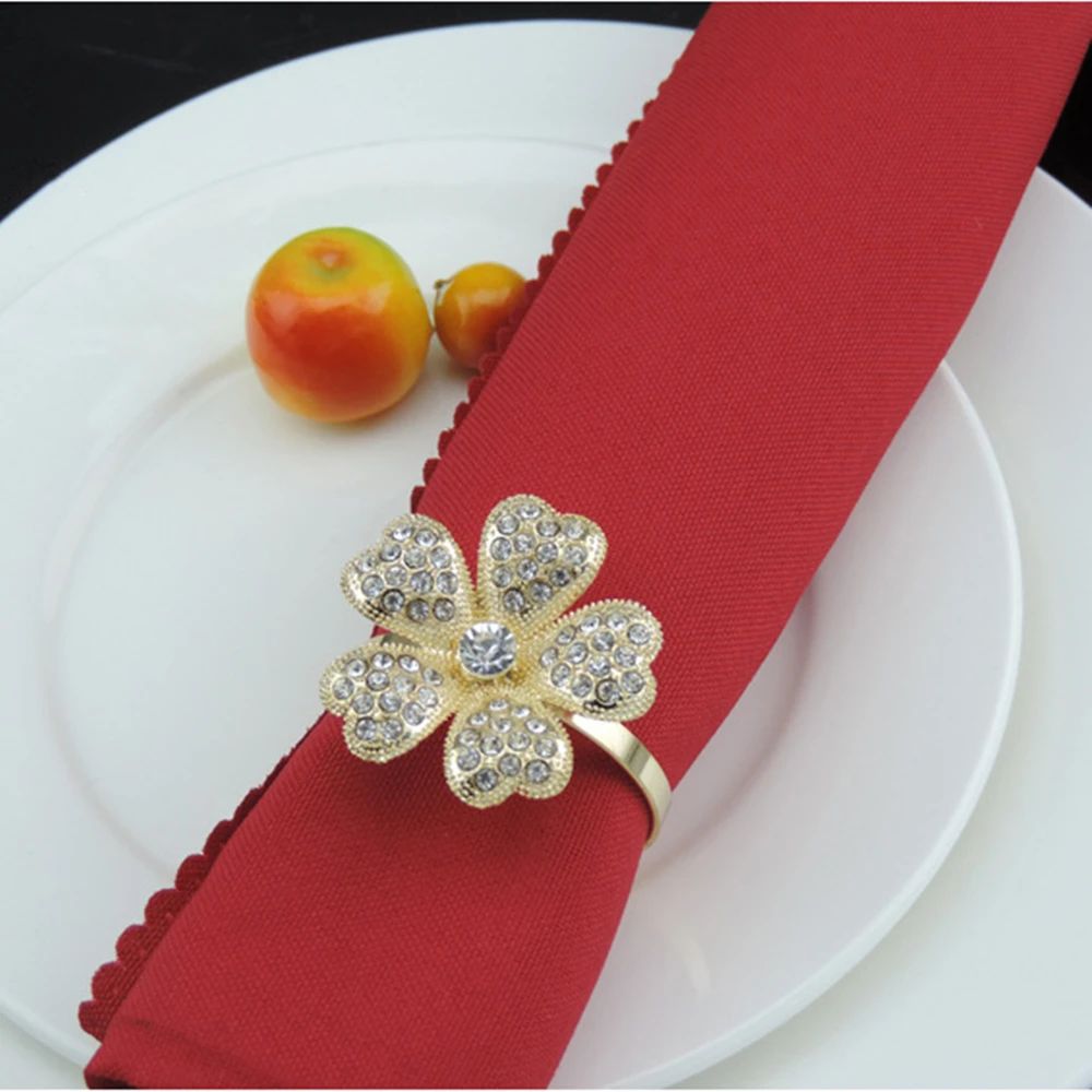 100pcs/lot SHSEJA Continental Flower Napkin Ring Hotel Banquet Napkin Ring Party Napkin Ring