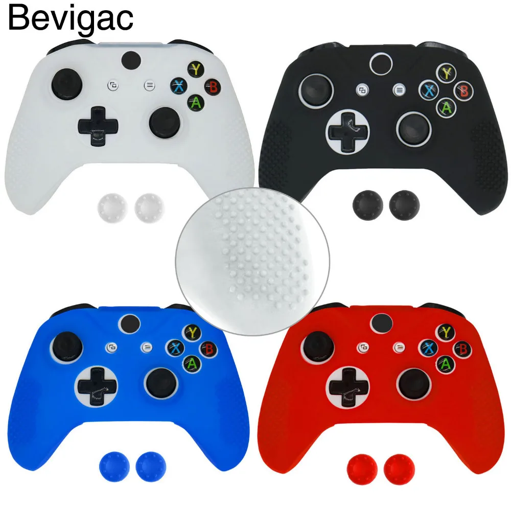 

Bevigac Silicone Protective Sweat Case Cover Skin Shell for PS4/Xbox One S Slim X Controller with 2 Thumbsticks Stick Caps