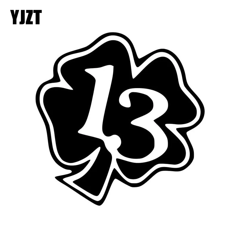 YJZT 15X15.5CM 4 LEAF CLOVER LUCKY 13 Fashion Vinyl Decals Car Sticker Black/Silver S8-0214