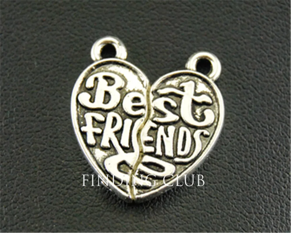 10 pair (20 pcs)  Silver Color friends puzzle Charm Pendant Jewelry Making DIY Handmade Craft 25x22mm A1314