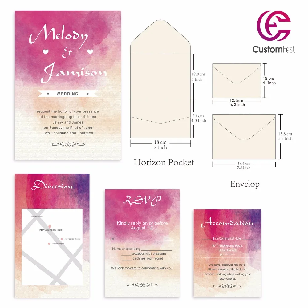 

30pcs/lot personalized pocket card set pocket envelop+matching envelop+card+RSVP free shipping PKEE015V103