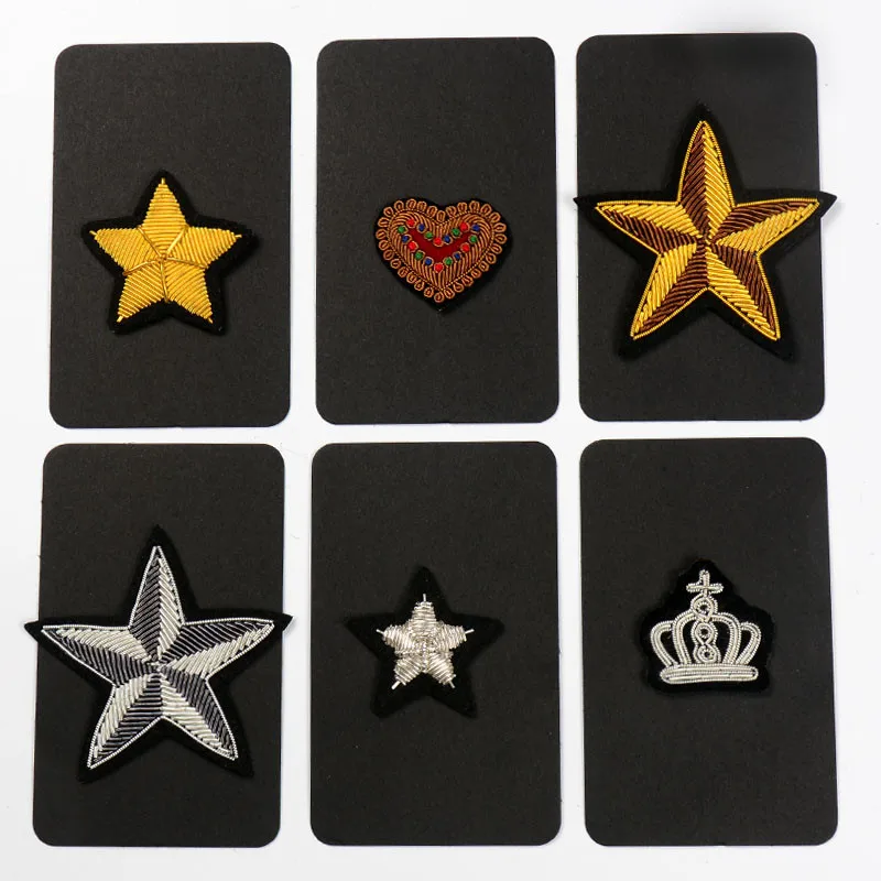 Speical Embroidered India Silk Star Heart Patches DIY applique Stick On mental Badge Clothes Shoes Bags Decoration Patches