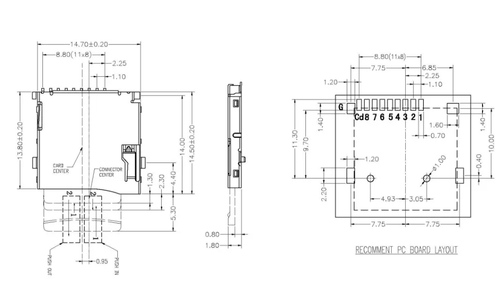 YYT 10PCS Micro SD card 9pin slot connectors, size 14*15mm TF card deck, fit for phone, tablet, Vehicle Navigation