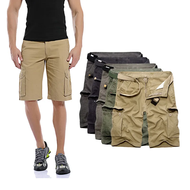 Neue Ankunft Sommer Baumwolle Männer Casual Shorts Tasche Knie Camouflage Armee-grün Schwarz Grau Reißverschluss Männlichen Jogger hosen