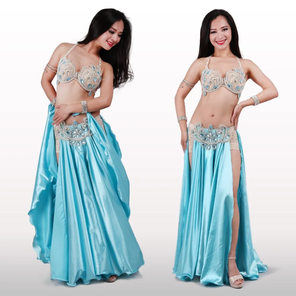 Performance Bellydance Clothes Outfit Hard Cup Maxi Skirt Professional Women Egyptian Belly Dance Costume Set with Under-shorts