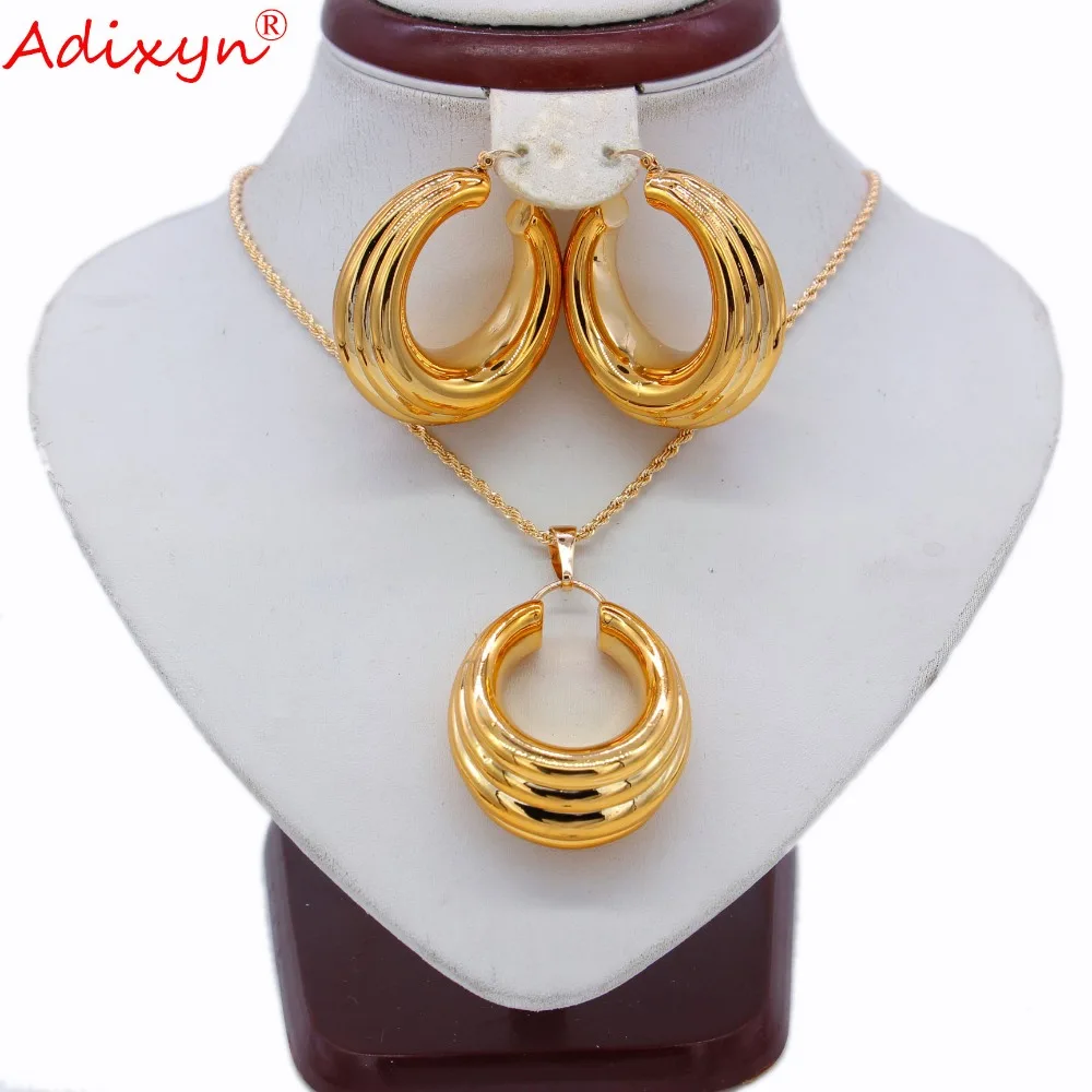 

Adixyn Wedding Bridal Earrings/Pendant/Necklace Rose Gold Color Jewelry Set For Women Party Gifts N031917