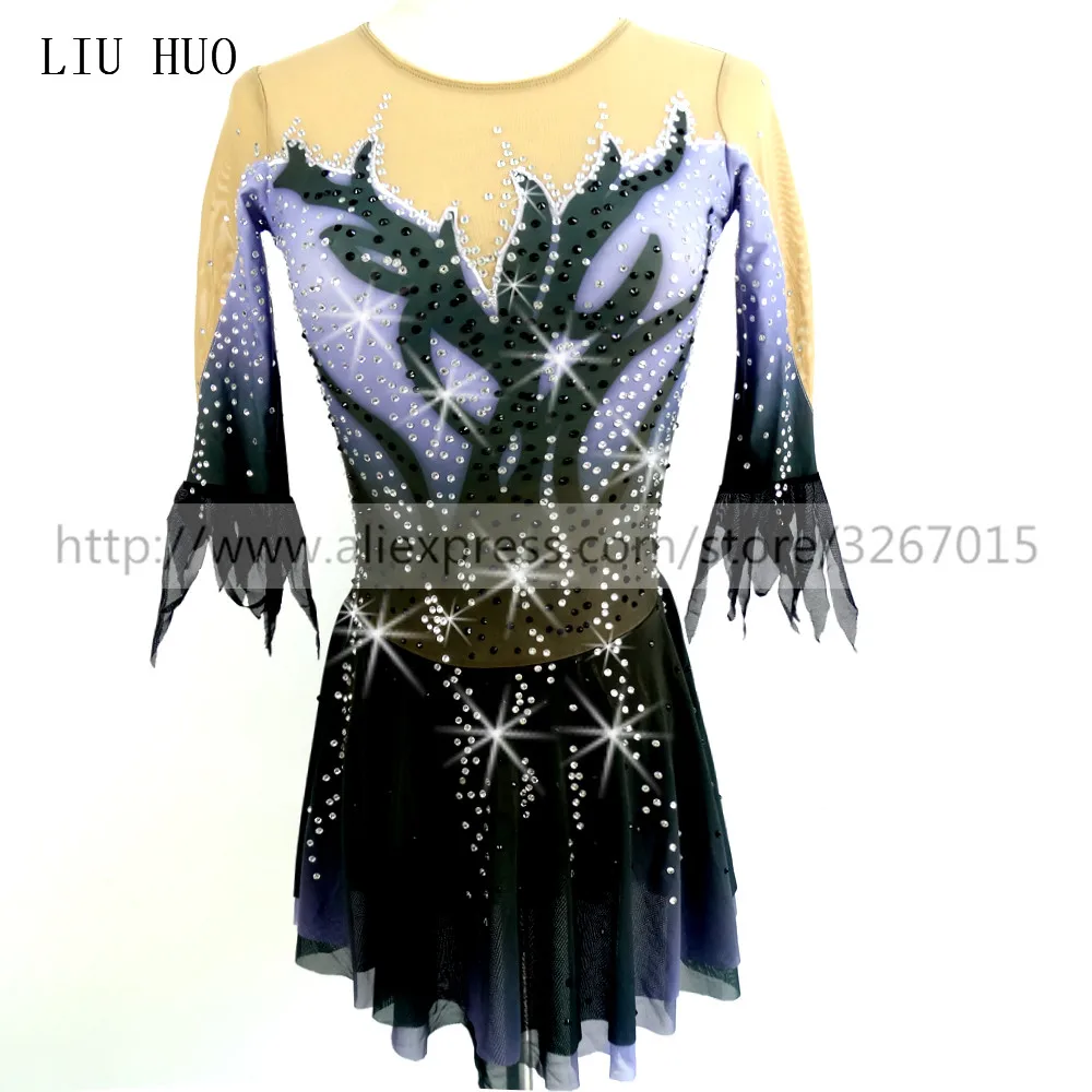 

LIUHUO Ice Figure Skating Dress Women's Girls Competition Performance Costume Dance Leotard Rhythmic Gymnastics Half Sleeve Teen