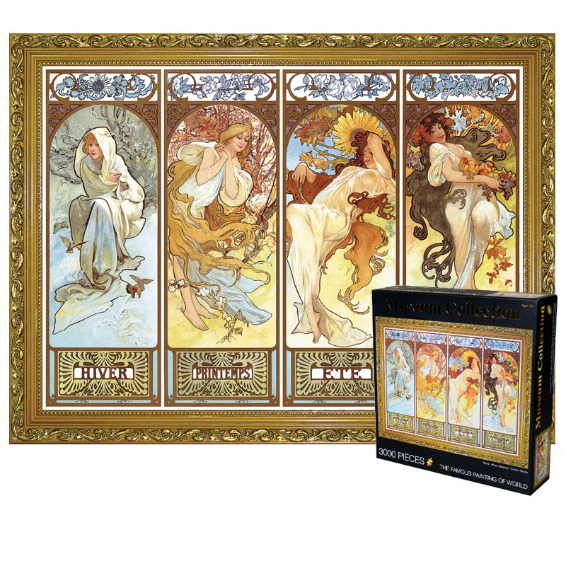 

Adult 3000 pieces wooden Four seasons puzzle oil painting adult children Assembling puzzles toy