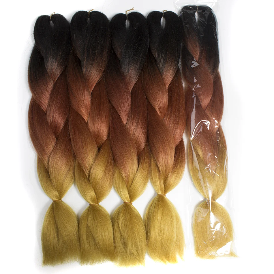 

Qp Hair 24''Long Strands Ombre High Temperature Jumbo Synthetic Braiding Hair Crochet Blonde Hair Extensions Jumbo Braids Hairs