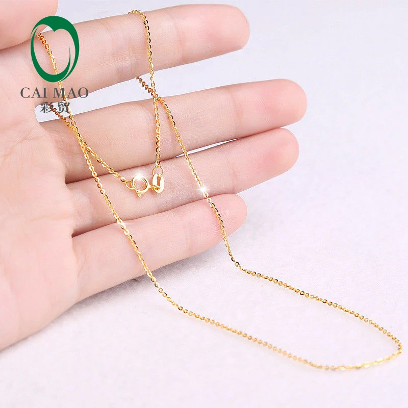 18K Rose or Yellow or White Gold Necklace 16inch 18inch About 40cm 45cm adjustbale Chain For Women