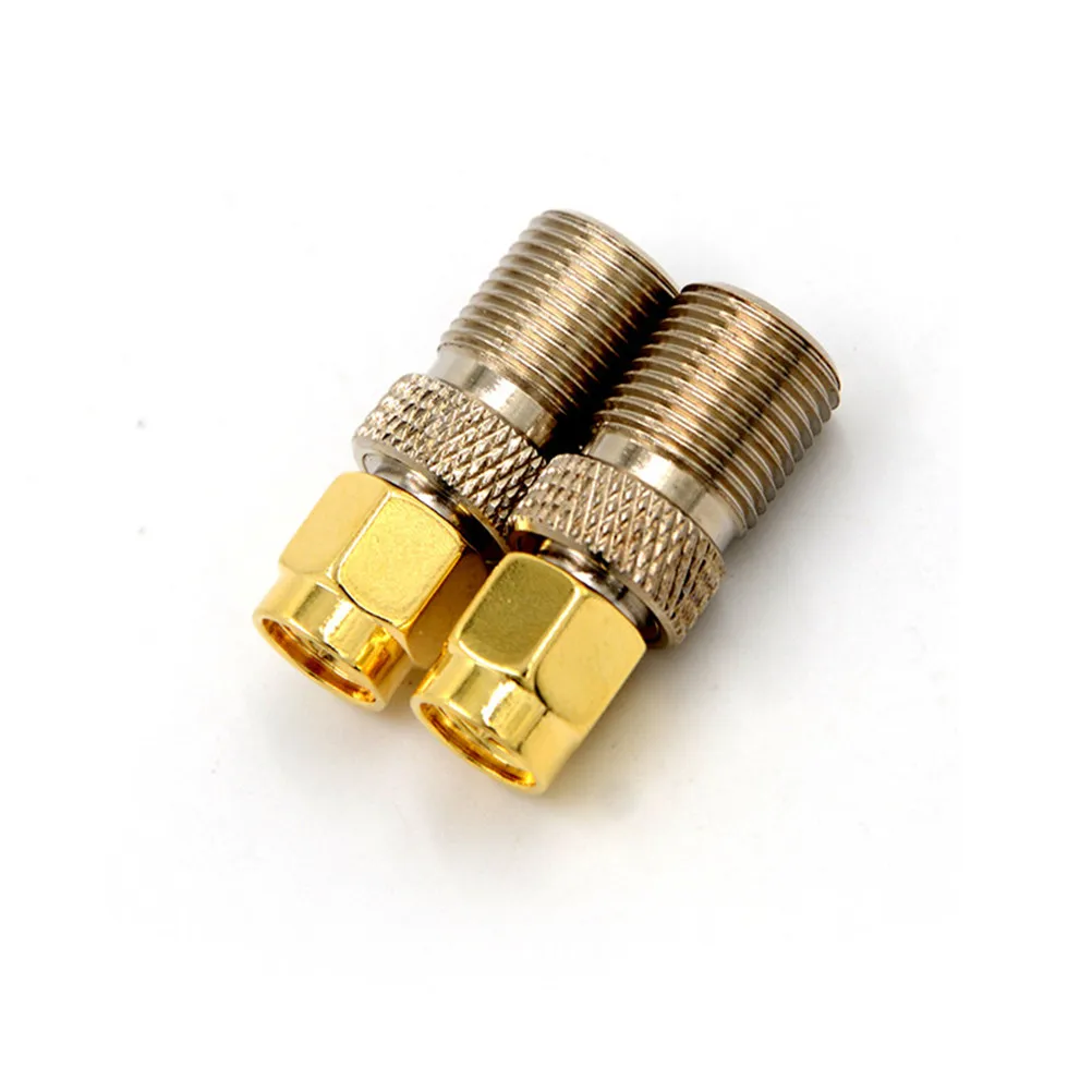 One Or 2pcs F Type Female Jack To SMA Male Plug Straight RF Coaxial Adapter F Connector To SMA Convertor Gold Tone