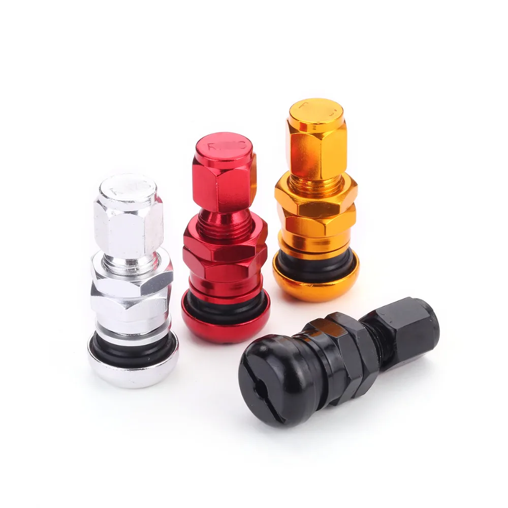 Valve Stems 4 x Bolt-in Aluminum Car Tubeless Wheel Tire Valve Stems With Dust Caps Titanium color Blue Red Silver