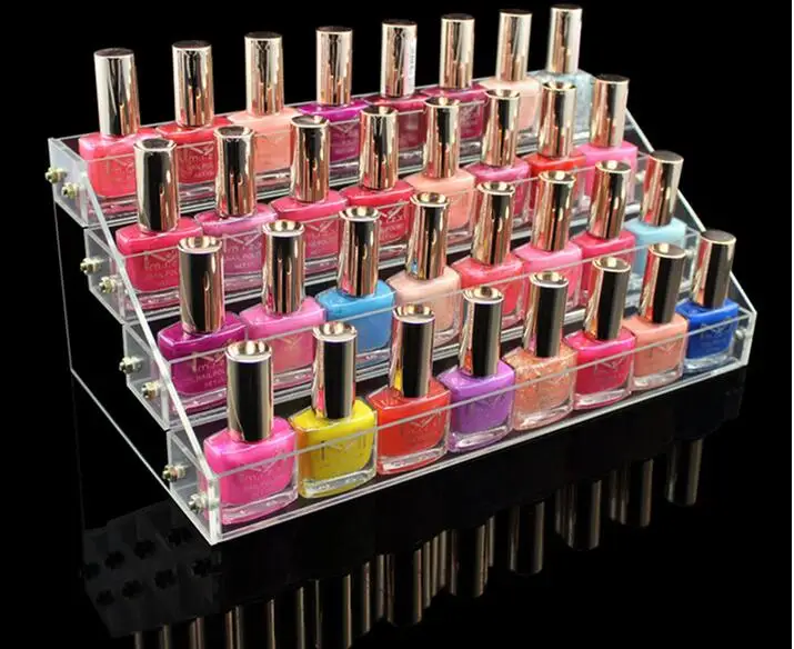 

Pro4 Tiers Removable Nail Polish Shelf Acrylic Clear Cosmetic Varnish Display Stand Rack Holder Women Makeup Organizer Case