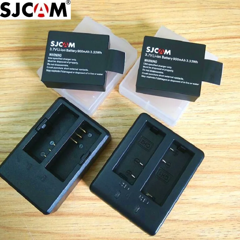 Oryginalne akcesoria SJCAM 1350/1050mAh podwójna ładowarka akumulator litowo-jonowy do kamery akcji SJ4000 Air SJ5000X C30R EKEN H9R H8