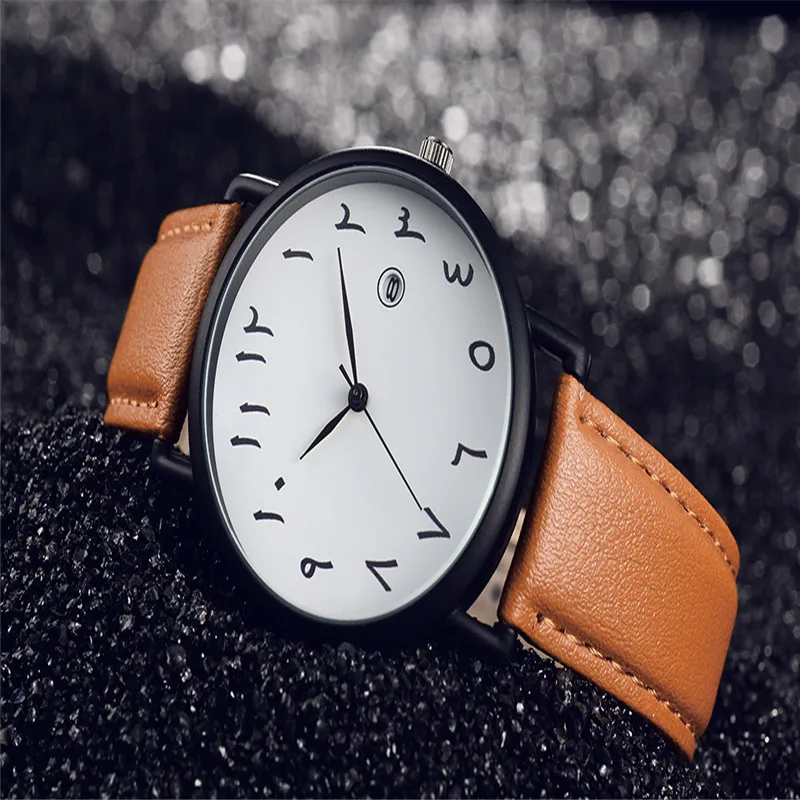 New Fahion BAOSAILI Arab Numbers Scales Men Watch  Leather Watch With Calender Analog Quartz Clock