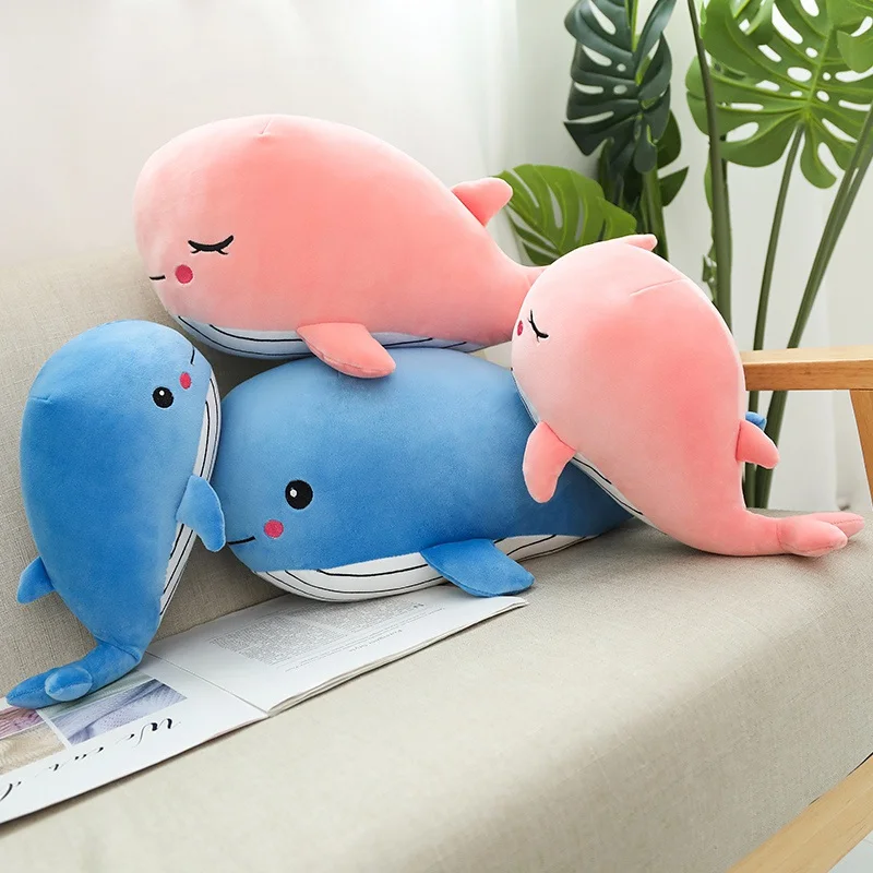 50cm/80cm Super Soft Whale Plush Toy Cartoon Animal Fish Stuffed Doll Sleeping Pillow Cushion Girlfriend Christmas Birthday Gift