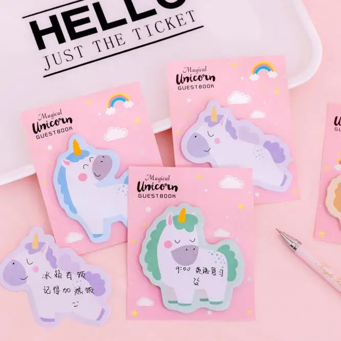 1PC Ins Kawaii Cartoon Cute Unicorn N times Sticky Memo Note Book Message Tab Notepad Paper Sticker Memo Pads Stationery