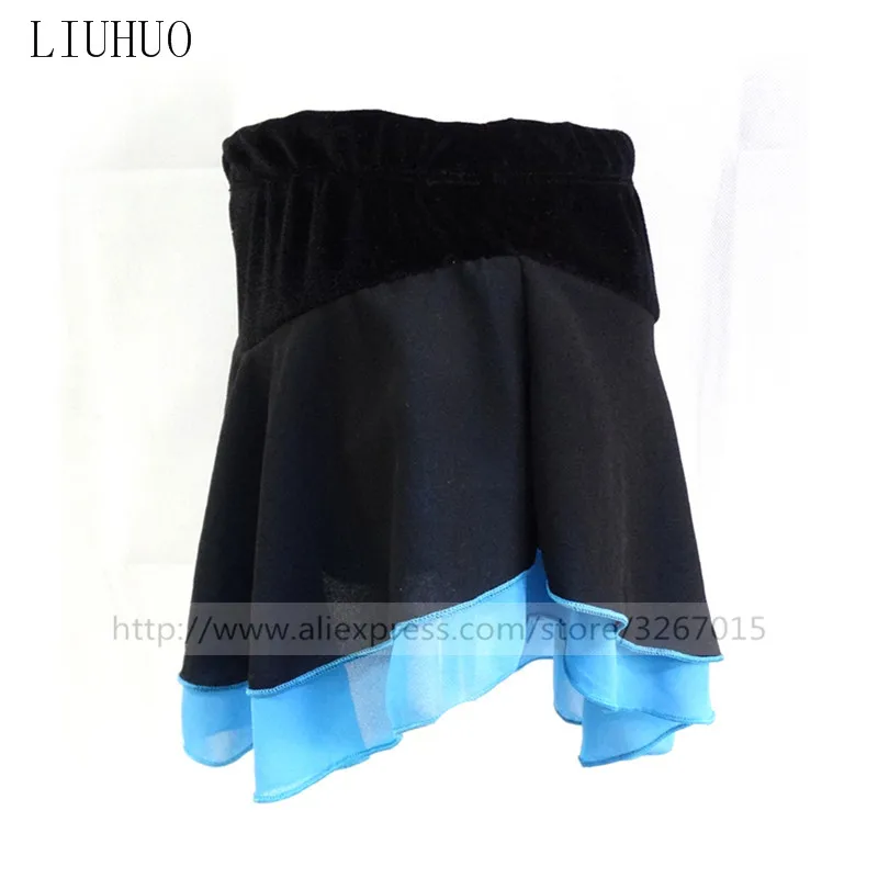 LIUHUO Figure Skating Dress Women Girl Ice Skirt Black Fuchsia Spandex Performance Practise Wear Solid Mid Length Children Kids