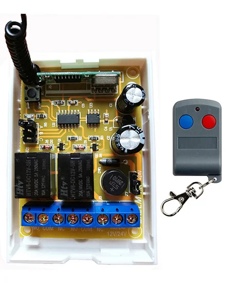 RF 리모컨 스위치 시스템 송신기 및 리시버 2ch 릴레이, 스마트 홈 Z-웨이브, 램프, 창문, 차고 문, DC12V DC24V